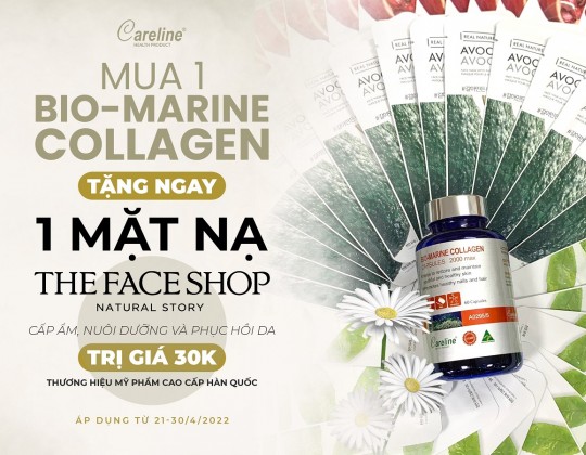 Tặng ngay 1 mặt nạ The Face Shop trị giá 30k khi mua 1 lọ Careline Bio Marine Collagen