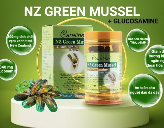 Careline Nz Green Mussel - Viên uống xương khớp vẹm xanh bảo vệ xương khớp