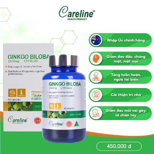 Careline Ginkgo Biloba 2500mg - Cải thiện sức khỏe trí não