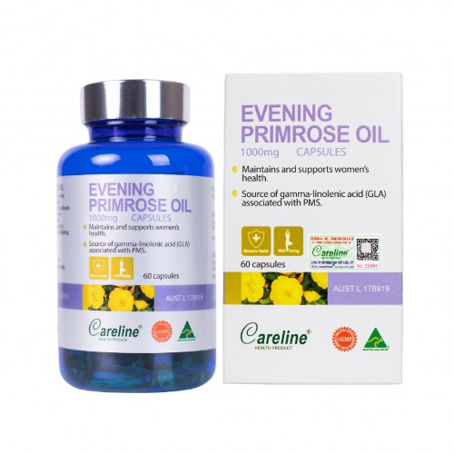 Tinh dầu hoa anh thảo ép lạnh Careline Evening Primrose Oil 1000mg - Vitamin nội tiết cho phụ nữ