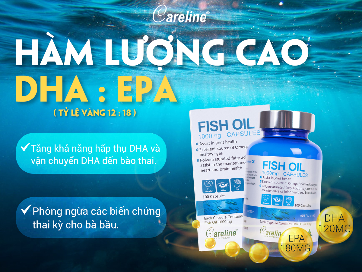 DHA cho bà bầu từ cá hồi Careline Fish Oil